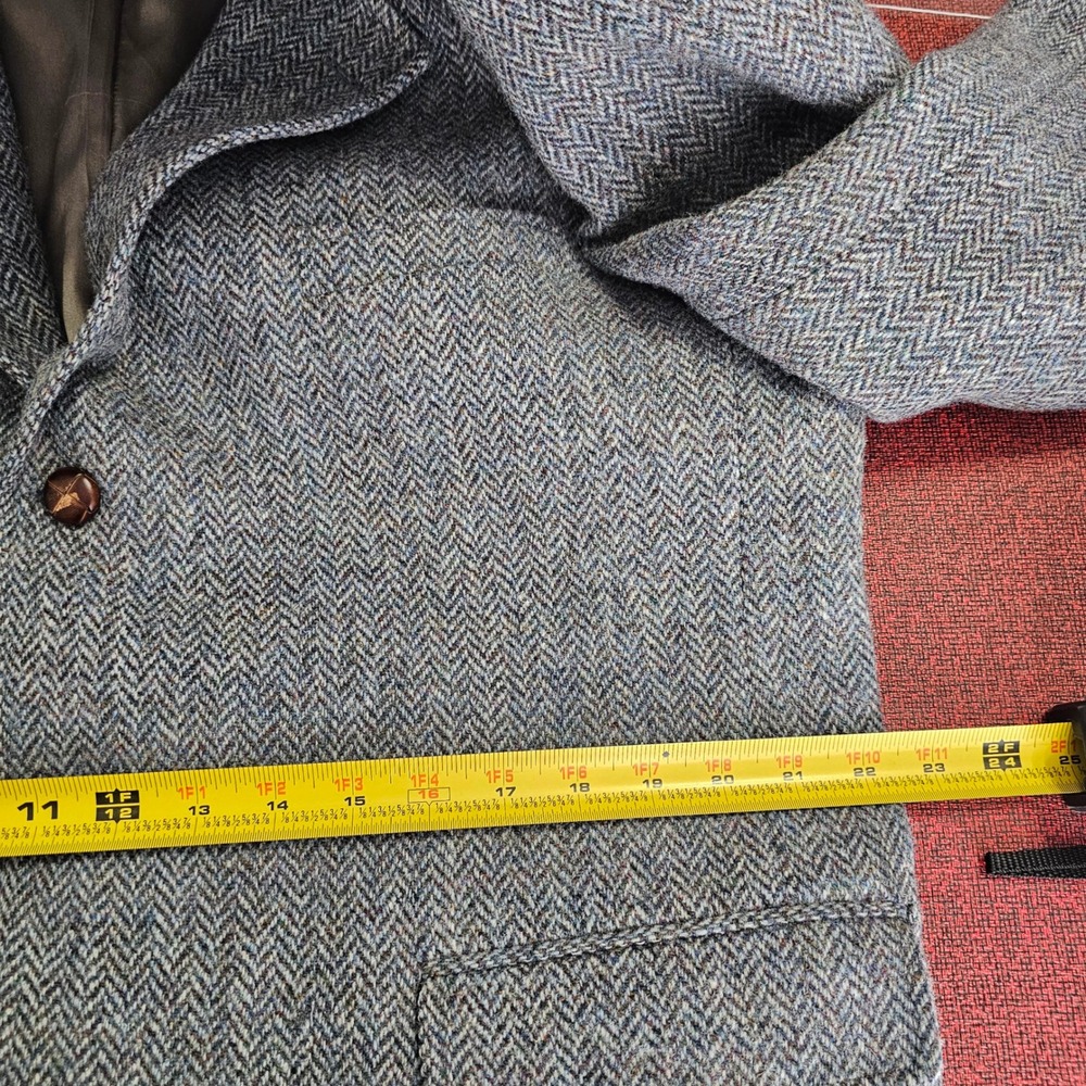 Vintage Orvis Harris Tweed Scottish Wool Blazer 44R Herringbone Sport Coat USA - Picture 15 of 16